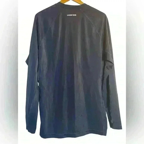 Set of 2 Lands’ End Men’s Long Sleeve Athletic Shirts Size Large Tall Blue Navy - Picture 3 of 15